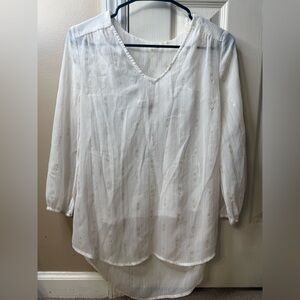 GBX Sheer White Blouse with Subtle Pattern